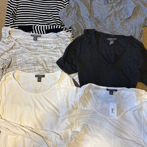 A Pea in the Pod Women's Short Sleeve Tee Lot - Black, White, Gray, Striped